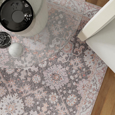 Washable Gray 8' 4 x 12' Timeless Rectangle Area Rug Easy to Clean Stain Resistant & Durable Traditional Classic Vintage Design Carpet for Sale at Rug Engine