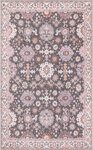 Washable Gray 5' 1 x 8' Timeless Rectangle Area Rug Easy to Clean Stain Resistant & Durable Traditional Classic Vintage Design Carpet for Sale at Rug Engine