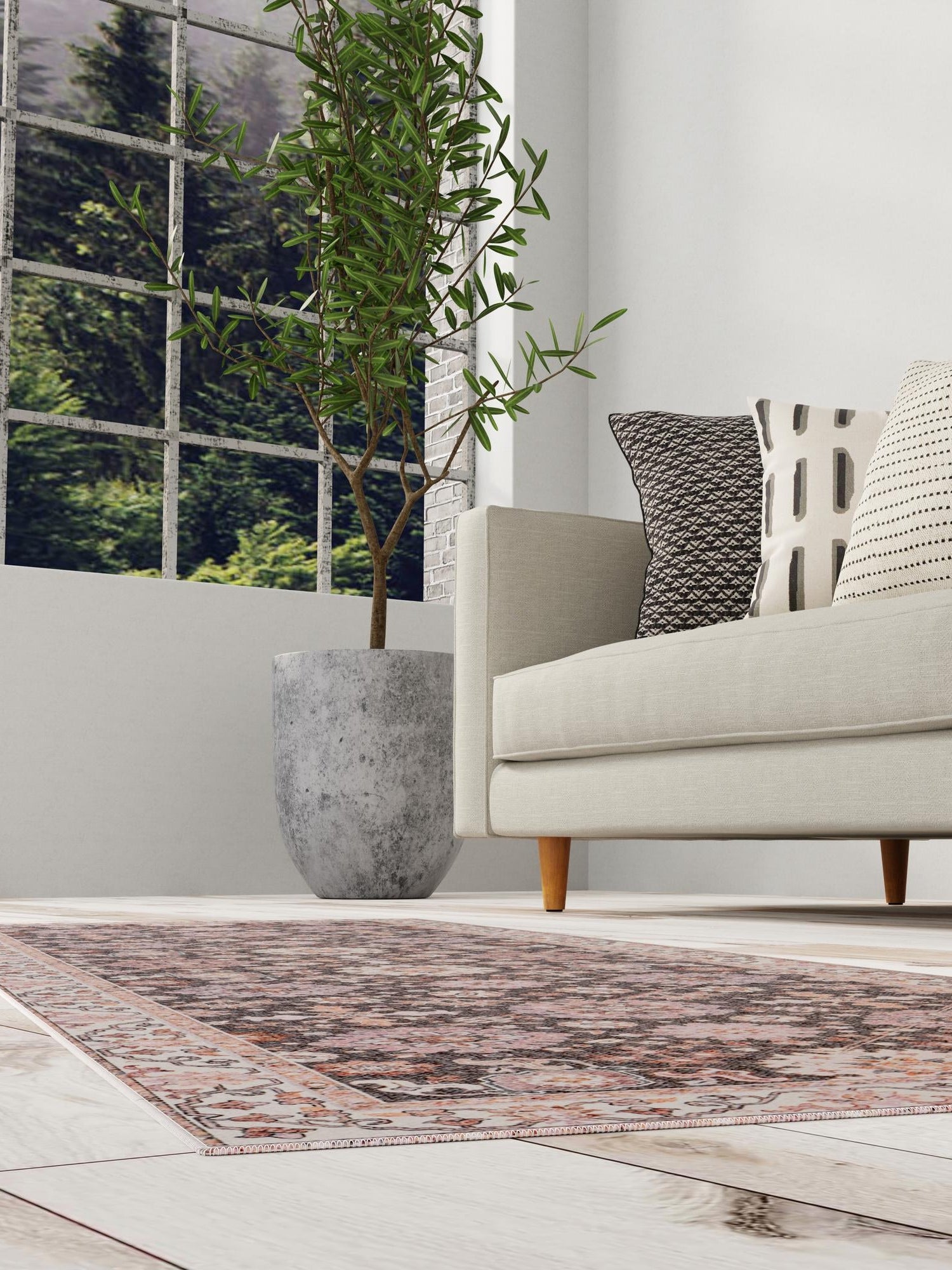 Washable Gray 2' 7 x 10' Timeless Runner Area Rug Easy to Clean Stain Resistant & Durable Traditional Classic Vintage Design Carpet for Sale at Rug Engine