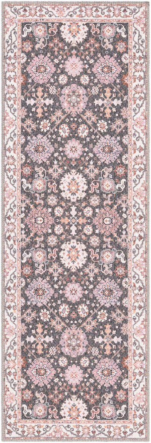 Washable Gray 2' x 6' 1 Timeless Runner Area Rug Easy to Clean Stain Resistant & Durable Traditional Classic Vintage Design Carpet for Sale at Rug Engine