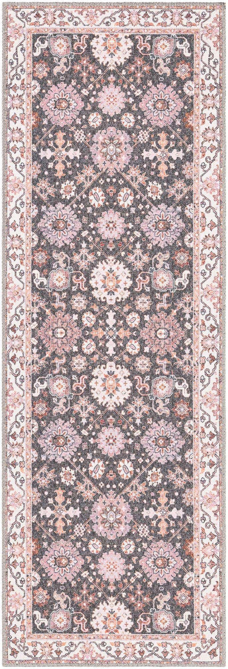 Washable Gray 2' x 6' 1 Timeless Runner Area Rug Easy to Clean Stain Resistant & Durable Traditional Classic Vintage Design Carpet for Sale at Rug Engine