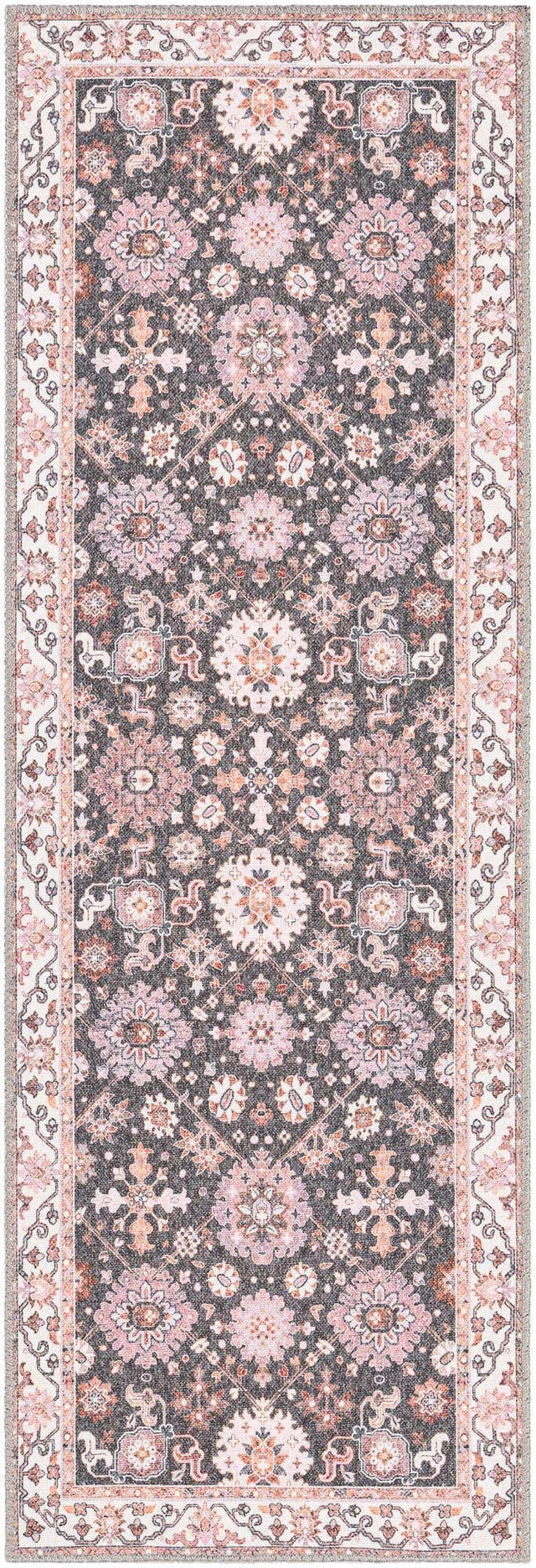 Washable Gray 2' x 6' 1 Timeless Runner Area Rug Easy to Clean Stain Resistant & Durable Traditional Classic Vintage Design Carpet for Sale at Rug Engine