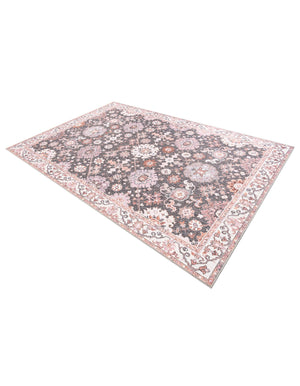 Washable Gray 6' 1 x 9' Timeless Rectangle Area Rug Easy to Clean Stain Resistant & Durable Traditional Classic Vintage Design Carpet for Sale at Rug Engine