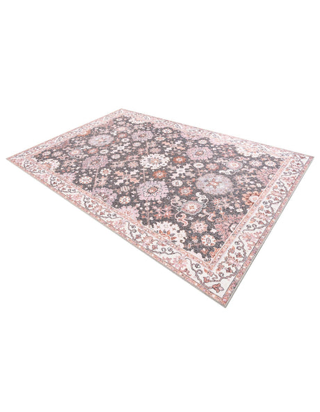 Washable Gray 6' 1 x 9' Timeless Rectangle Area Rug Easy to Clean Stain Resistant & Durable Traditional Classic Vintage Design Carpet for Sale at Rug Engine