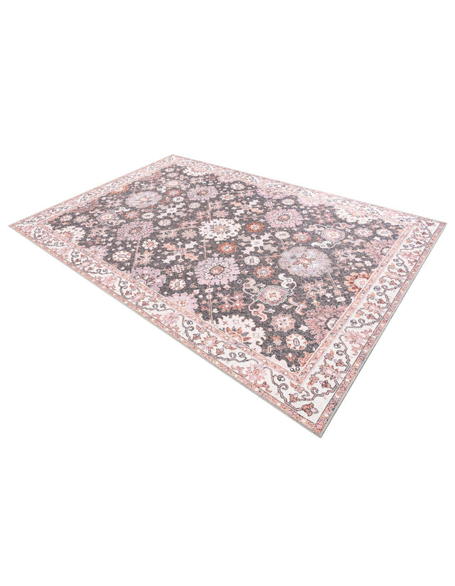 Washable Gray 6' 1 x 9' Timeless Rectangle Area Rug Easy to Clean Stain Resistant & Durable Traditional Classic Vintage Design Carpet for Sale at Rug Engine