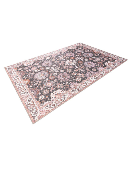 Washable Gray 6' 1 x 9' Timeless Rectangle Area Rug Easy to Clean Stain Resistant & Durable Traditional Classic Vintage Design Carpet for Sale at Rug Engine