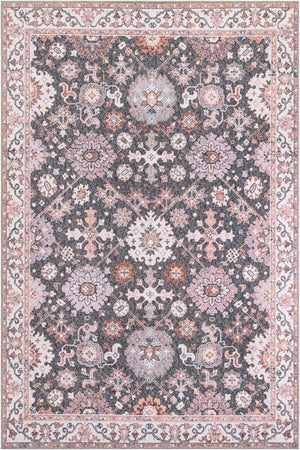 Washable Gray 6' 1 x 9' Timeless Rectangle Area Rug Easy to Clean Stain Resistant & Durable Traditional Classic Vintage Design Carpet for Sale at Rug Engine