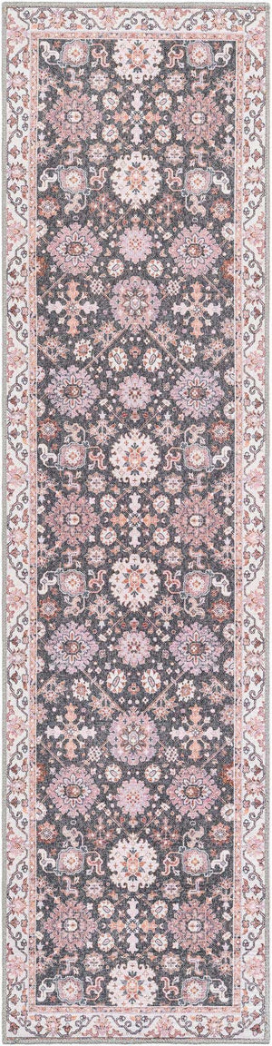 Washable Gray 2' x 8' Timeless Runner Area Rug Easy to Clean Stain Resistant & Durable Traditional Classic Vintage Design Carpet for Sale at Rug Engine