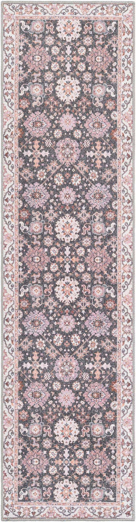 Washable Gray 2' x 8' Timeless Runner Area Rug Easy to Clean Stain Resistant & Durable Traditional Classic Vintage Design Carpet for Sale at Rug Engine