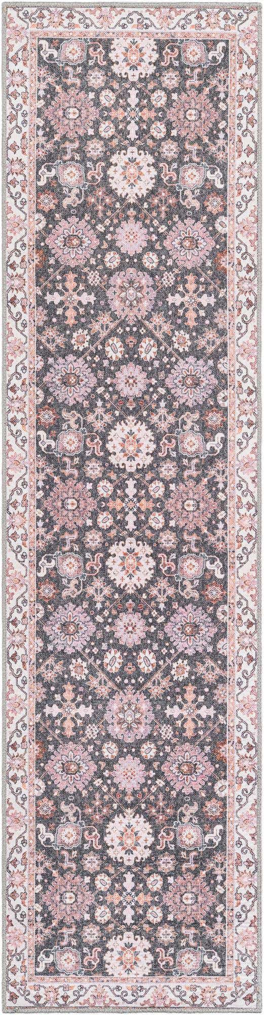 Washable Gray 2' x 8' Timeless Runner Area Rug Easy to Clean Stain Resistant & Durable Traditional Classic Vintage Design Carpet for Sale at Rug Engine