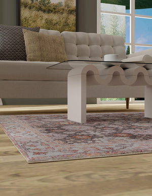 Washable Gray 7' 10 x 7' 10 Timeless Square Area Rug Easy to Clean Stain Resistant & Durable Traditional Classic Vintage Design Carpet for Sale at Rug Engine
