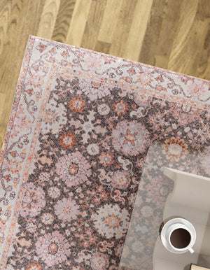 Washable Gray 7' 10 x 7' 10 Timeless Square Area Rug Easy to Clean Stain Resistant & Durable Traditional Classic Vintage Design Carpet for Sale at Rug Engine