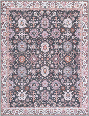 Washable Gray 7' 10 x 10' Timeless Rectangle Area Rug Easy to Clean Stain Resistant & Durable Traditional Classic Vintage Design Carpet for Sale at Rug Engine