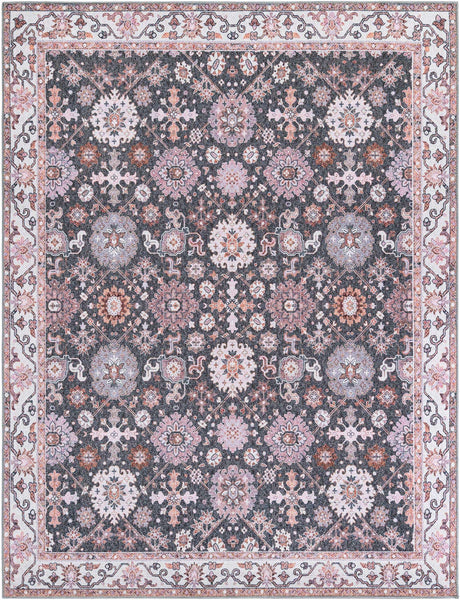 Washable Gray 7' 10 x 10' Timeless Rectangle Area Rug Easy to Clean Stain Resistant & Durable Traditional Classic Vintage Design Carpet for Sale at Rug Engine