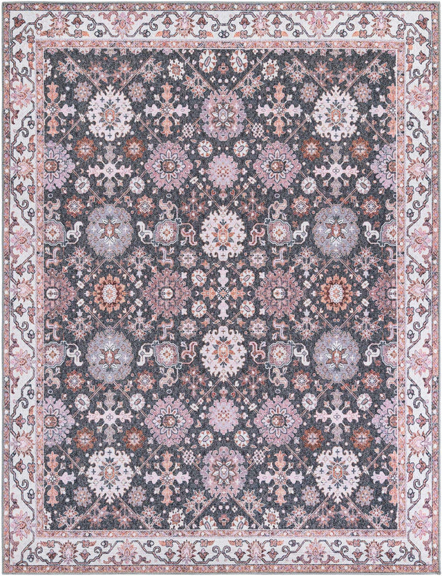 Washable Gray 7' 10 x 10' Timeless Rectangle Area Rug Easy to Clean Stain Resistant & Durable Traditional Classic Vintage Design Carpet for Sale at Rug Engine