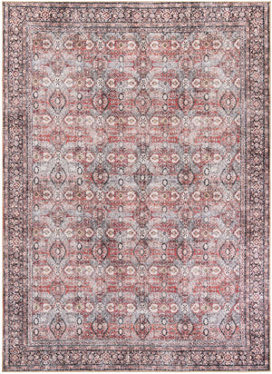 Washable Antique Red 9' 5 x 13' 1 Timeless Rectangle Area Rug Easy to Clean Stain Resistant & Durable Traditional Classic Vintage Design Carpet for Sale at Rug Engine
