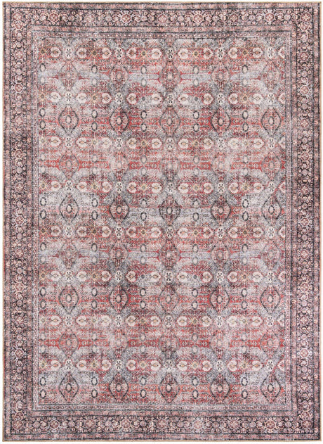 Washable Antique Red 9' 5 x 13' 1 Timeless Rectangle Area Rug Easy to Clean Stain Resistant & Durable Traditional Classic Vintage Design Carpet for Sale at Rug Engine