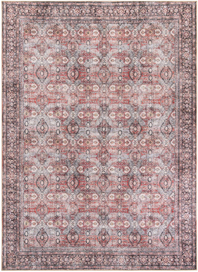 Washable Antique Red 9' 5 x 13' 1 Timeless Rectangle Area Rug Easy to Clean Stain Resistant & Durable Traditional Classic Vintage Design Carpet for Sale at Rug Engine
