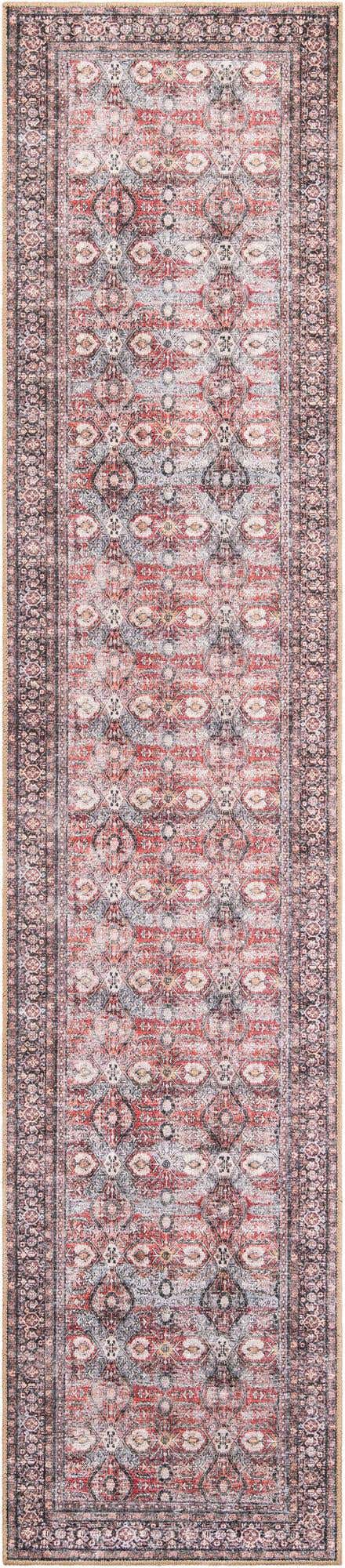 Washable Antique Red 2' 7 x 12' Timeless Runner Area Rug Easy to Clean Stain Resistant & Durable Traditional Classic Vintage Design Carpet for Sale at Rug Engine