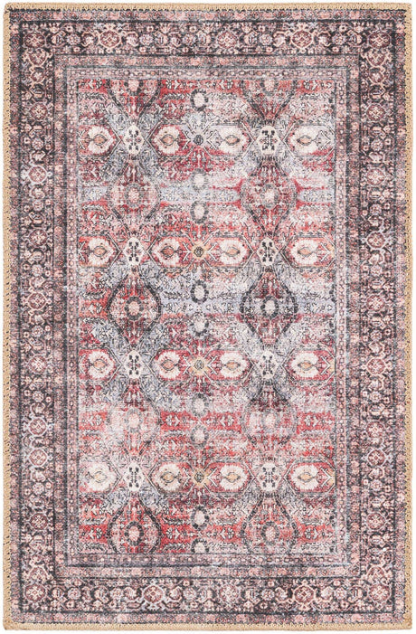 Washable Antique Red 2' x 3' 1 Timeless Rectangle Area Rug Easy to Clean Stain Resistant & Durable Traditional Classic Vintage Design Carpet for Sale at Rug Engine