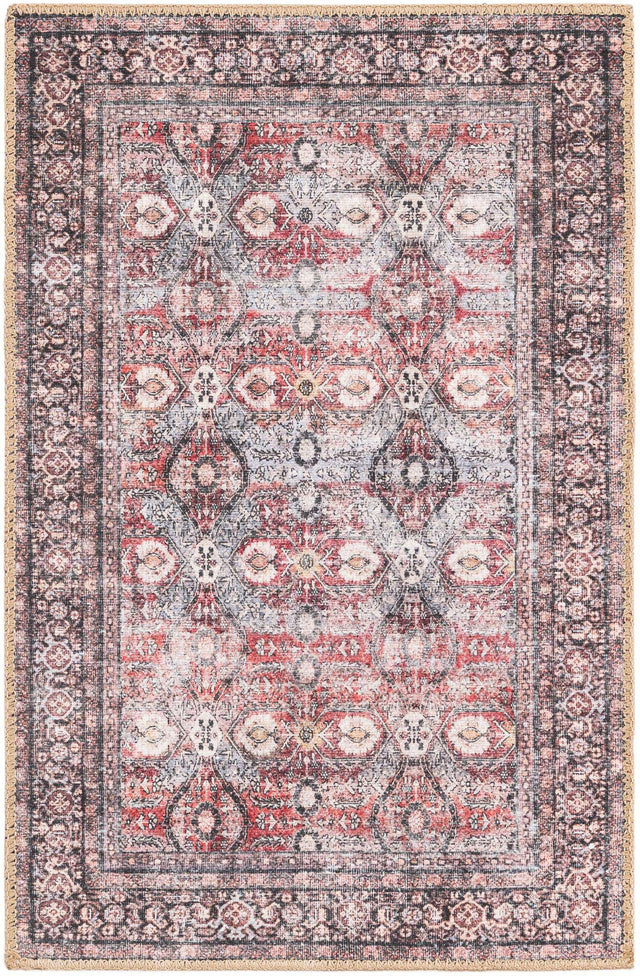 Washable Antique Red 2' x 3' 1 Timeless Rectangle Area Rug Easy to Clean Stain Resistant & Durable Traditional Classic Vintage Design Carpet for Sale at Rug Engine