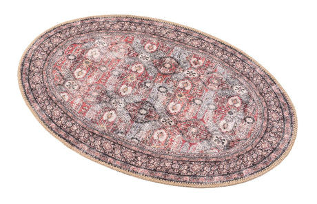 Washable Antique Red 2' x 3' 1 Timeless Oval Area Rug Easy to Clean Stain Resistant & Durable Traditional Classic Vintage Design Carpet for Sale at Rug Engine