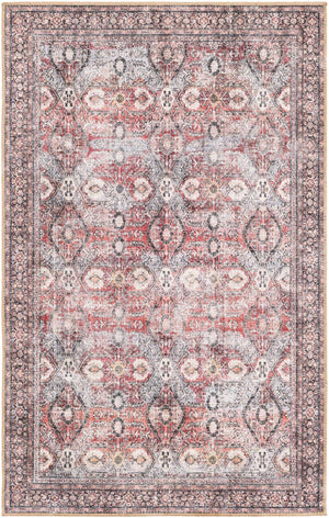 Washable Antique Red 3' 6 x 5' 6 Timeless Rectangle Area Rug Easy to Clean Stain Resistant & Durable Traditional Classic Vintage Design Carpet for Sale at Rug Engine