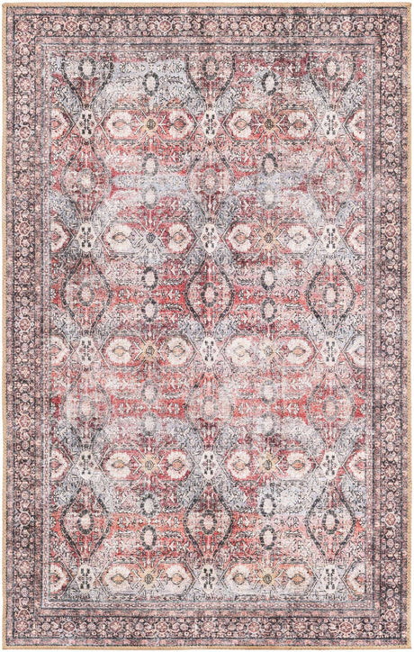 Washable Antique Red 3' 6 x 5' 6 Timeless Rectangle Area Rug Easy to Clean Stain Resistant & Durable Traditional Classic Vintage Design Carpet for Sale at Rug Engine