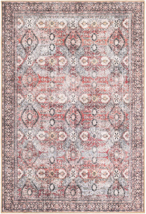 Washable Antique Red 4' 1 x 6' 1 Timeless Rectangle Area Rug Easy to Clean Stain Resistant & Durable Traditional Classic Vintage Design Carpet for Sale at Rug Engine
