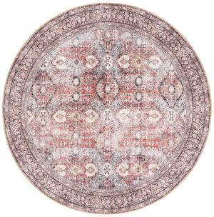 Washable Antique Red 5' 1 x 5' 1 Timeless Round Area Rug Easy to Clean Stain Resistant & Durable Traditional Classic Vintage Design Carpet for Sale at Rug Engine