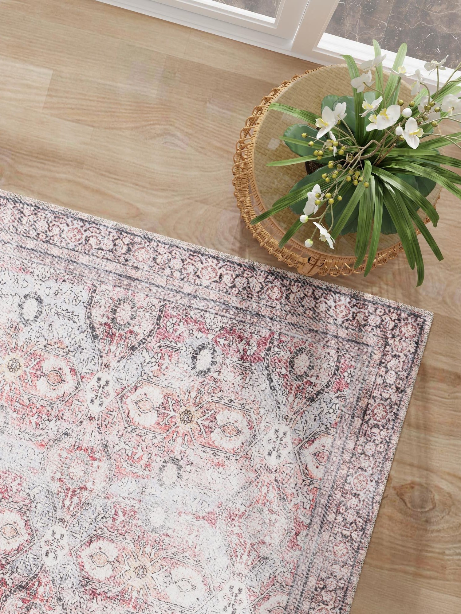 Washable Antique Red 8' 4 x 12' Timeless Rectangle Area Rug Easy to Clean Stain Resistant & Durable Traditional Classic Vintage Design Carpet for Sale at Rug Engine