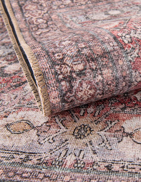 Washable Antique Red 4' 1 x 6' 1 Timeless Rectangle Area Rug Easy to Clean Stain Resistant & Durable Traditional Classic Vintage Design Carpet for Sale at Rug Engine
