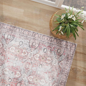 Washable Antique Red 9' 5 x 13' 1 Timeless Rectangle Area Rug Easy to Clean Stain Resistant & Durable Traditional Classic Vintage Design Carpet for Sale at Rug Engine
