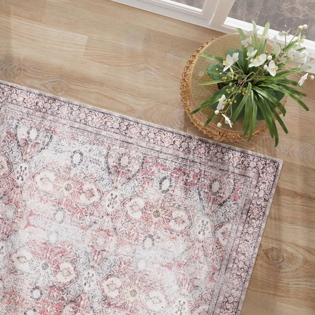 Washable Antique Red 9' 5 x 13' 1 Timeless Rectangle Area Rug Easy to Clean Stain Resistant & Durable Traditional Classic Vintage Design Carpet for Sale at Rug Engine