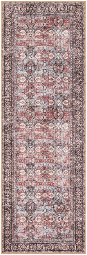 Washable Antique Red 2' x 6' 1 Timeless Runner Area Rug Easy to Clean Stain Resistant & Durable Traditional Classic Vintage Design Carpet for Sale at Rug Engine