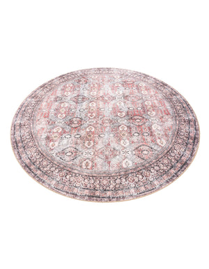 Washable Antique Red 7' 10 x 7' 10 Timeless Round Area Rug Easy to Clean Stain Resistant & Durable Traditional Classic Vintage Design Carpet for Sale at Rug Engine