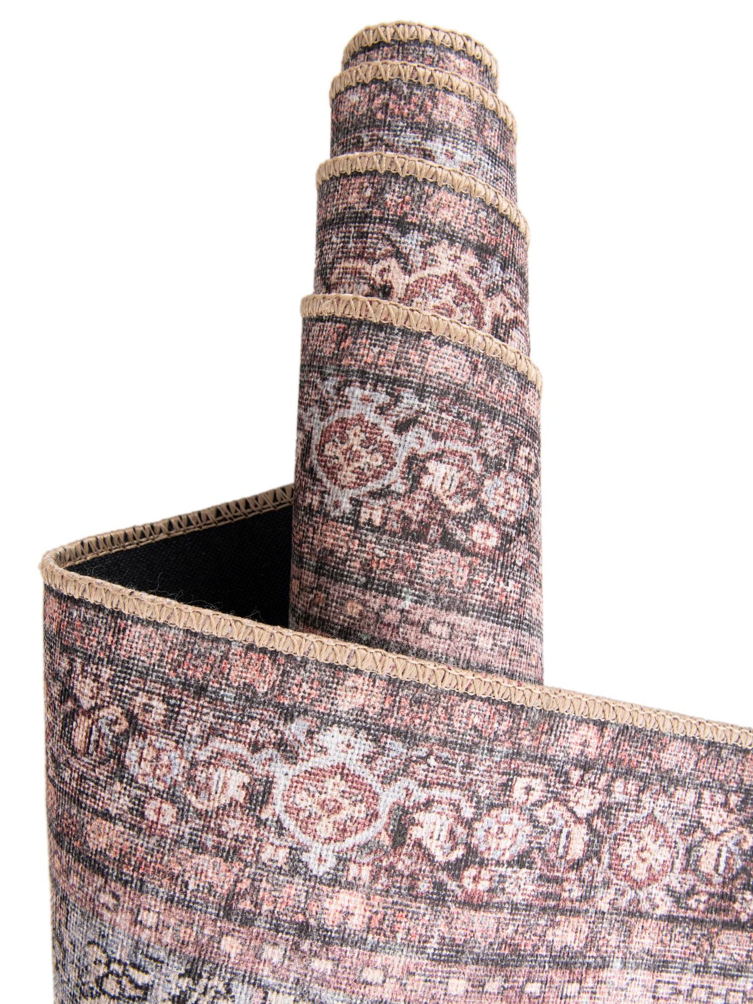 Washable Antique Red 5' 1 x 5' 1 Timeless Round Area Rug Easy to Clean Stain Resistant & Durable Traditional Classic Vintage Design Carpet for Sale at Rug Engine