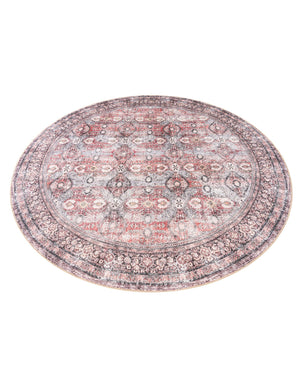 Washable Antique Red 7' 10 x 7' 10 Timeless Round Area Rug Easy to Clean Stain Resistant & Durable Traditional Classic Vintage Design Carpet for Sale at Rug Engine