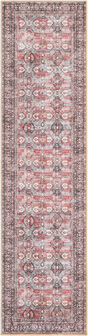 Washable Antique Red 2' x 8' Timeless Runner Area Rug Easy to Clean Stain Resistant & Durable Traditional Classic Vintage Design Carpet for Sale at Rug Engine