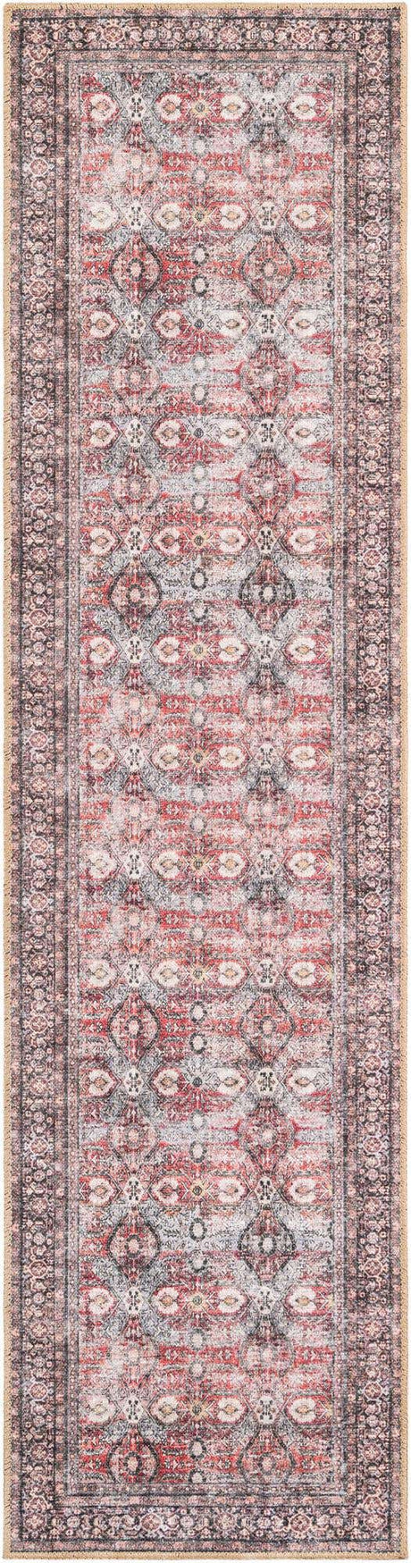 Washable Antique Red 2' x 8' Timeless Runner Area Rug Easy to Clean Stain Resistant & Durable Traditional Classic Vintage Design Carpet for Sale at Rug Engine