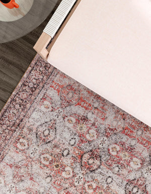 Washable Antique Red 7' 10 x 7' 10 Timeless Square Area Rug Easy to Clean Stain Resistant & Durable Traditional Classic Vintage Design Carpet for Sale at Rug Engine