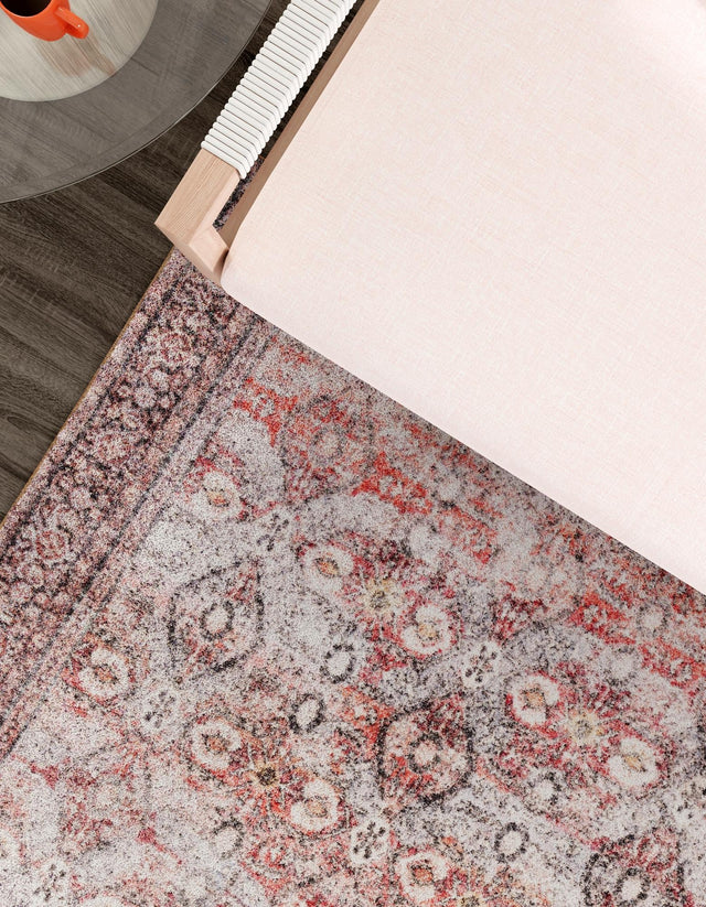 Washable Antique Red 7' 10 x 7' 10 Timeless Square Area Rug Easy to Clean Stain Resistant & Durable Traditional Classic Vintage Design Carpet for Sale at Rug Engine