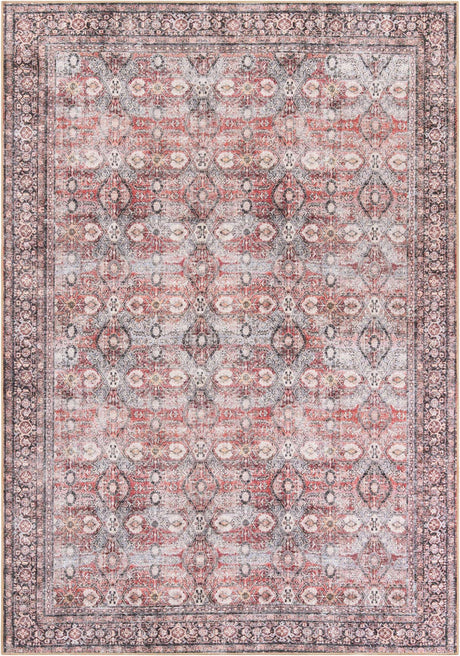 Washable Antique Red 8' 4 x 12' Timeless Rectangle Area Rug Easy to Clean Stain Resistant & Durable Traditional Classic Vintage Design Carpet for Sale at Rug Engine