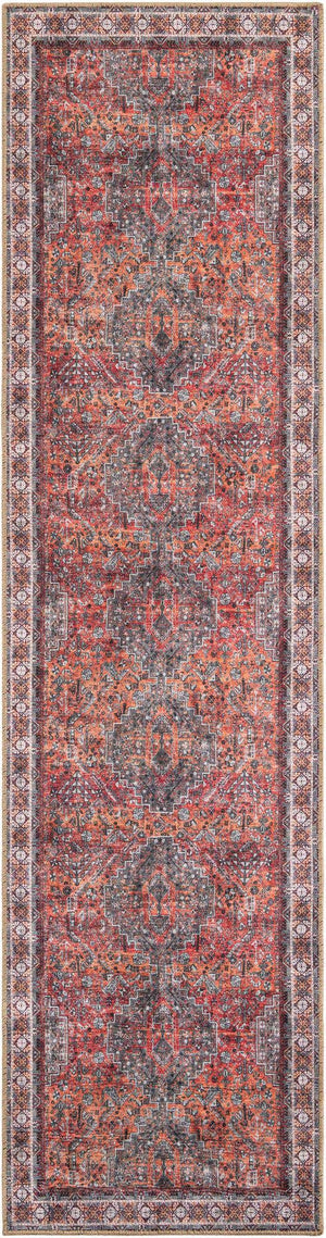 Washable Rust Red 2' 7 x 10' Timeless Runner Area Rug Easy to Clean Stain Resistant & Durable Traditional Classic Vintage Design Carpet for Sale at Rug Engine
