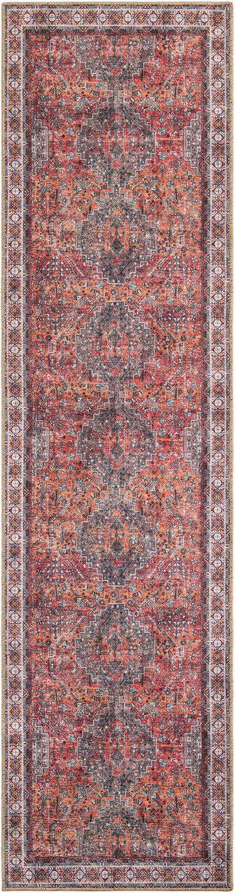 Washable Rust Red 2' 7 x 10' Timeless Runner Area Rug Easy to Clean Stain Resistant & Durable Traditional Classic Vintage Design Carpet for Sale at Rug Engine