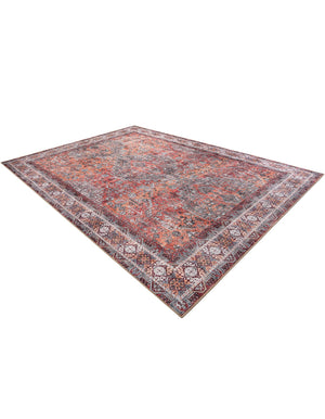 Washable Rust Red 9' 5 x 13' 1 Timeless Rectangle Area Rug Easy to Clean Stain Resistant & Durable Traditional Classic Vintage Design Carpet for Sale at Rug Engine