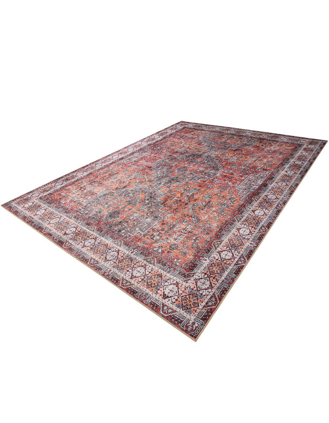 Washable Rust Red 9' 5 x 13' 1 Timeless Rectangle Area Rug Easy to Clean Stain Resistant & Durable Traditional Classic Vintage Design Carpet for Sale at Rug Engine