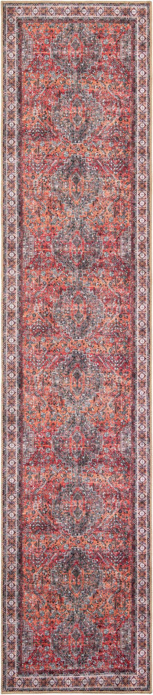 Washable Rust Red 2' 7 x 12' Timeless Runner Area Rug Easy to Clean Stain Resistant & Durable Traditional Classic Vintage Design Carpet for Sale at Rug Engine