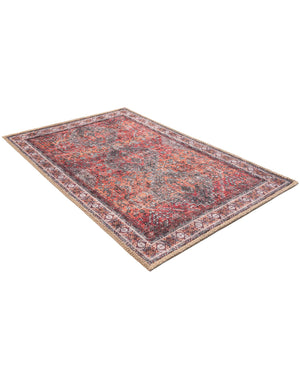 Washable Rust Red 2' x 3' 1 Timeless Rectangle Area Rug Easy to Clean Stain Resistant & Durable Traditional Classic Vintage Design Carpet for Sale at Rug Engine
