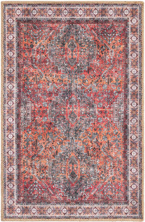 Washable Rust Red 2' x 3' 1 Timeless Rectangle Area Rug Easy to Clean Stain Resistant & Durable Traditional Classic Vintage Design Carpet for Sale at Rug Engine